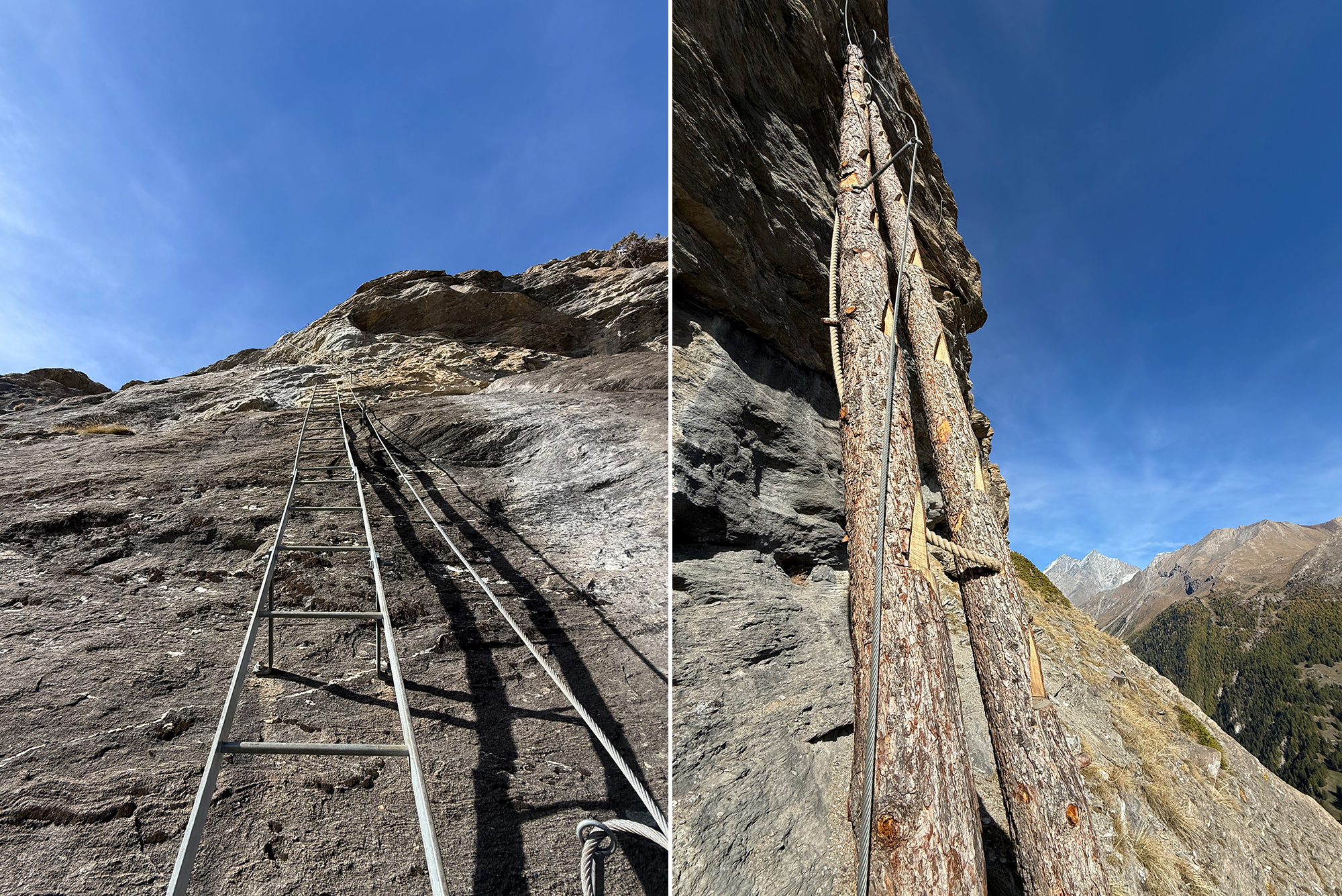 Échelle et obstacle original sur la Via Ferrata de Schweifinen